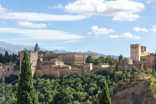 Alhambra Complex as Seen From Albaicin (Albayzin) Quarter of Granada, Andalusia, Spain. photo