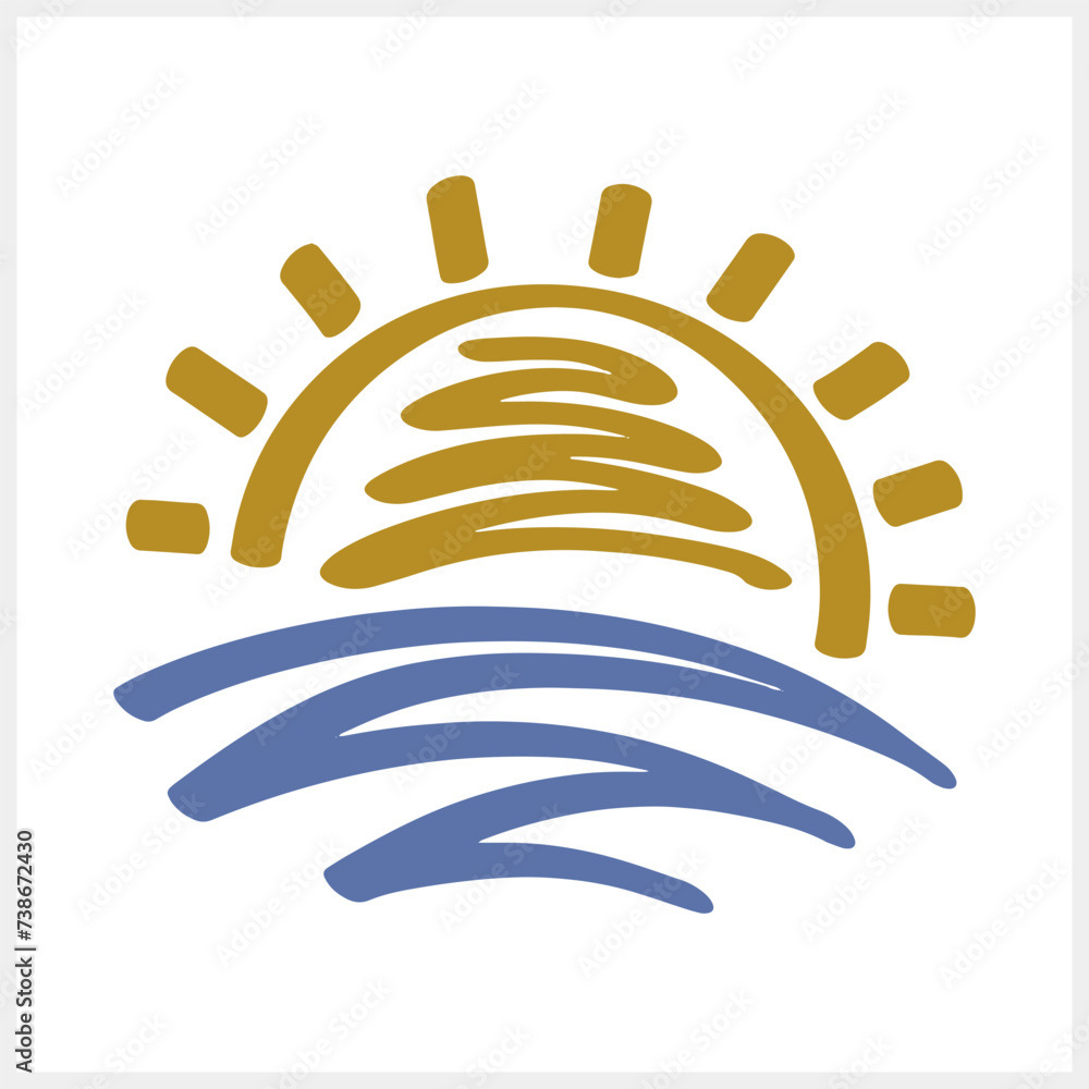 Sun and sea clipart. Wave water. Summer vacation symbol. Vector stock illustration EPS 10 Sun and sea clipart. Wave water. Summer vacation symbol. Vector stock illustration EPS 10