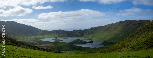 Panorama of Caldeirão do Corvo seen from the volcanic crater rim