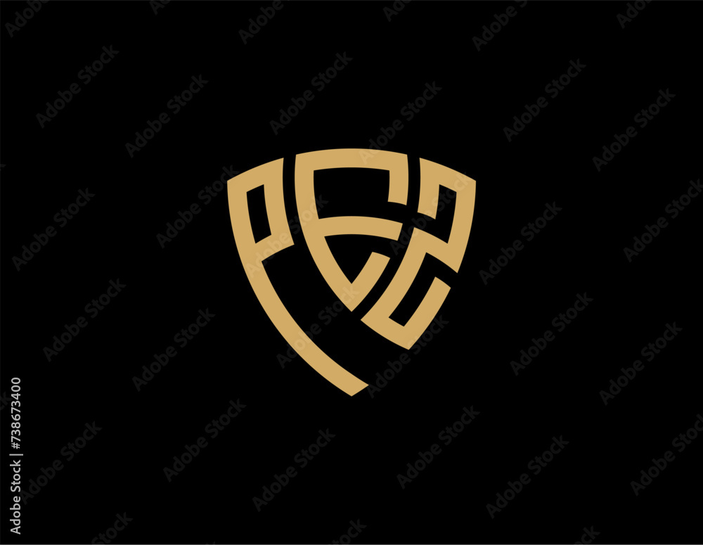 Naklejka premium PEZ creative letter shield logo design vector icon illustration