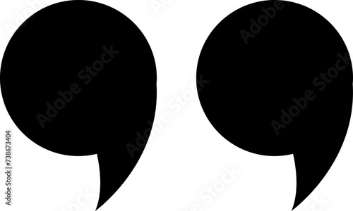 Quote mark, quotes black filled icon sign design isolated on transparent background. Quote mark flat vector in trendy template, speech marks, inverted commas or talking marks, talk bubble.