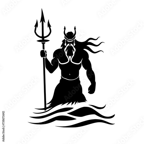 Posseidon god of wather logo icon Generative AI