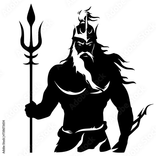 Posseidon god of wather logo icon Generative AI