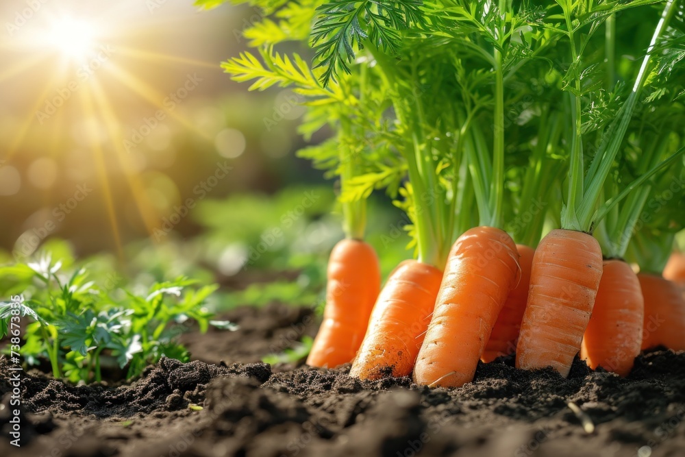 Fresh Carrots Growing in Fertile Soil in an Organic Garden During the Summer Season Fresh Carrots Growing in Fertile Soil in an Organic Garden During the Summer Season