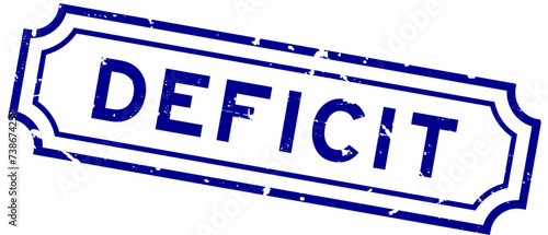 Grunge blue deficit word rubber seal stamp on white background