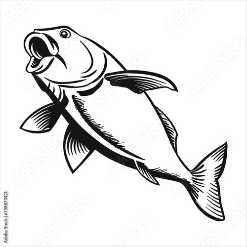 Catfish vector illustration, generative ai, isolated on a white background.