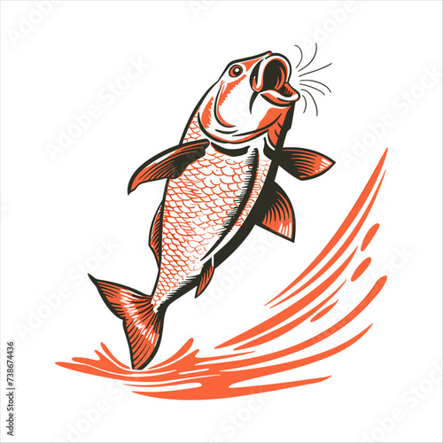 Catfish vector illustration, generative ai, isolated on a white background.