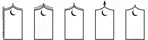 Islamic Arabic arch window and door geometric laser cutting line art template. Traditional design and culture.