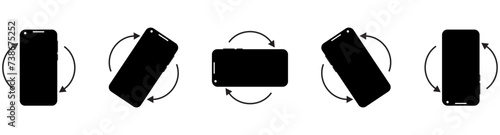Rotate smartphone icon isolated. Mobile screen rotation. Horisontal or vertical rotation icons. Vector icons.