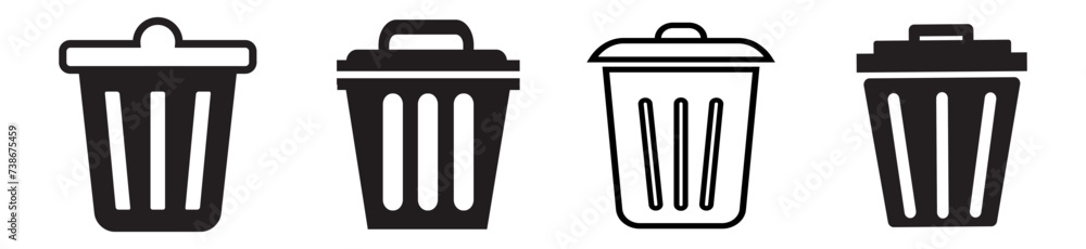 Trash can vector icon set.Recycle bin.Recycle bin.Vector isolated. Trash can vector icon set.Recycle bin.Recycle bin.Vector isolated.