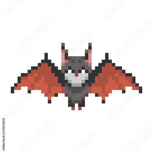 8 bit Pixel of bat.Halloween Pixel. Pixel animals for game assets in vector illustration.