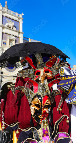 Carnival masks for sale in Venice stall in Italy during the festival
