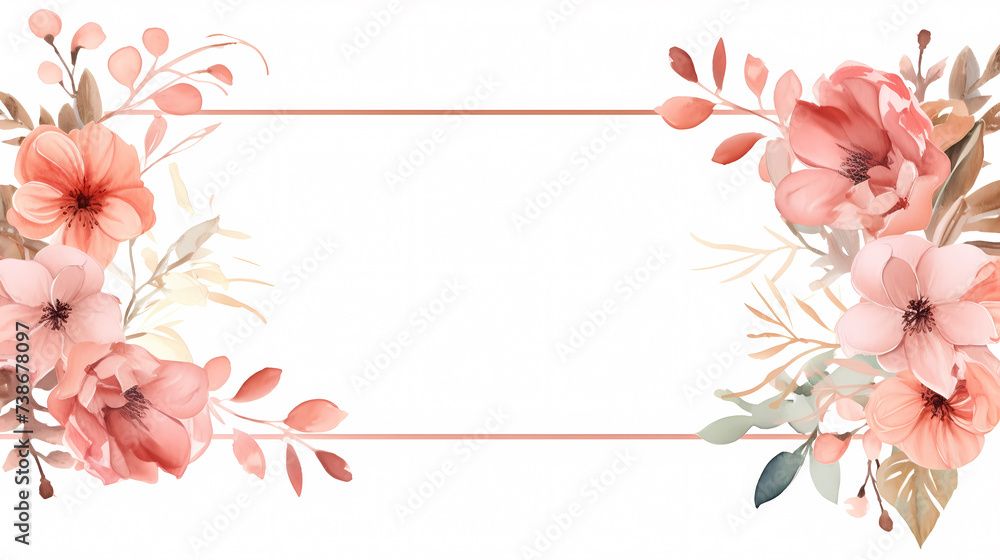 Empty flower frame with copy space for design of greeting card or invitation