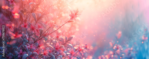Abstract floral backgrounds in soft pink pastel colors with bokeh. Banner or invitation template layout for Springtime.