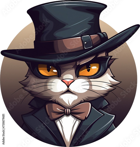 중절모 고양이 일러스트 로고