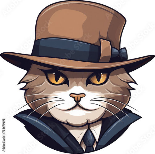 중절모 고양이 일러스트 로고