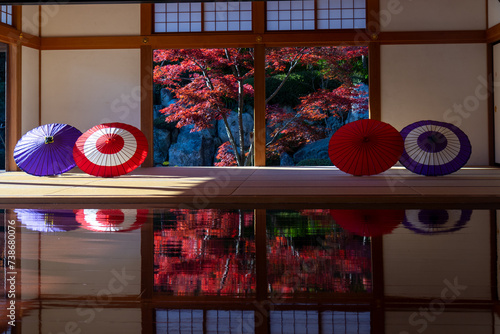 window from a Japanese temple to an autumn garden