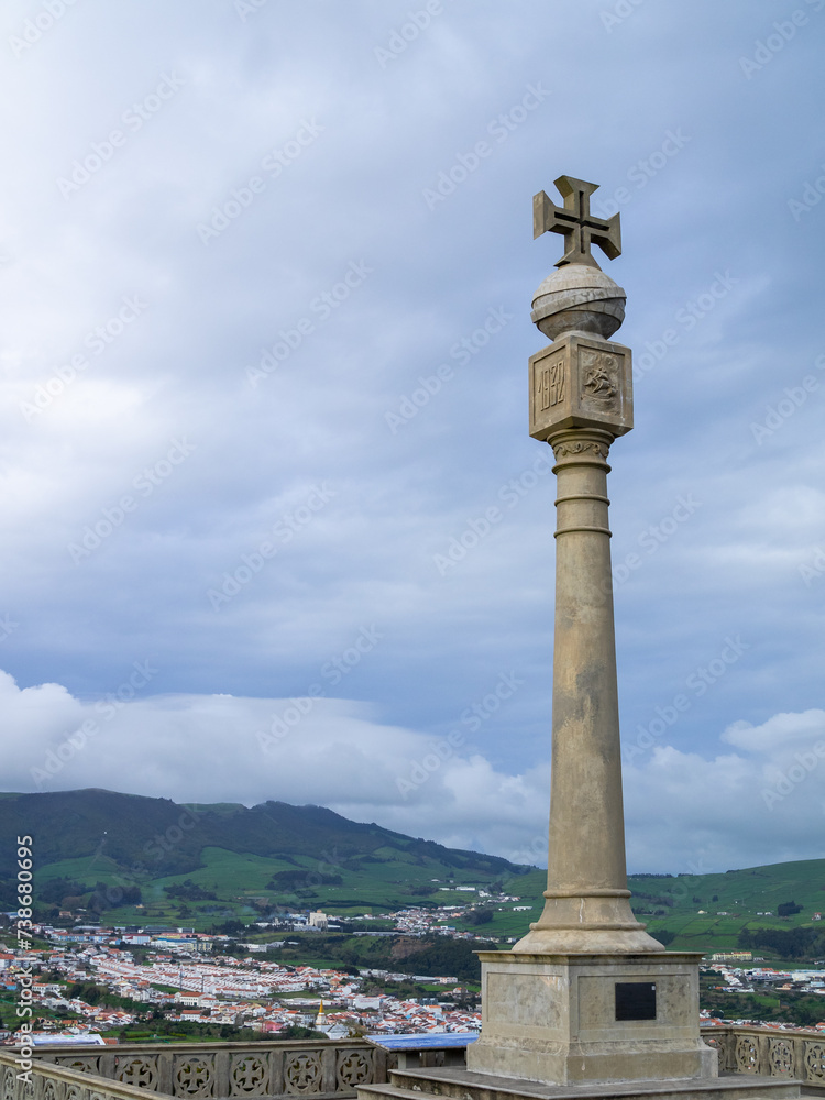 Pico das Cruzinhas monument overlooking Angra do Heroismo from Monte Brasil