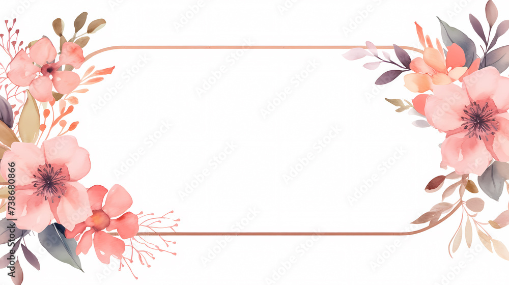 Fototapeta premium Empty flower frame with copy space for design of greeting card or invitation