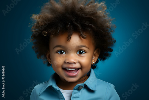 Baby with Afro Haircut Pointing with Forefingers.