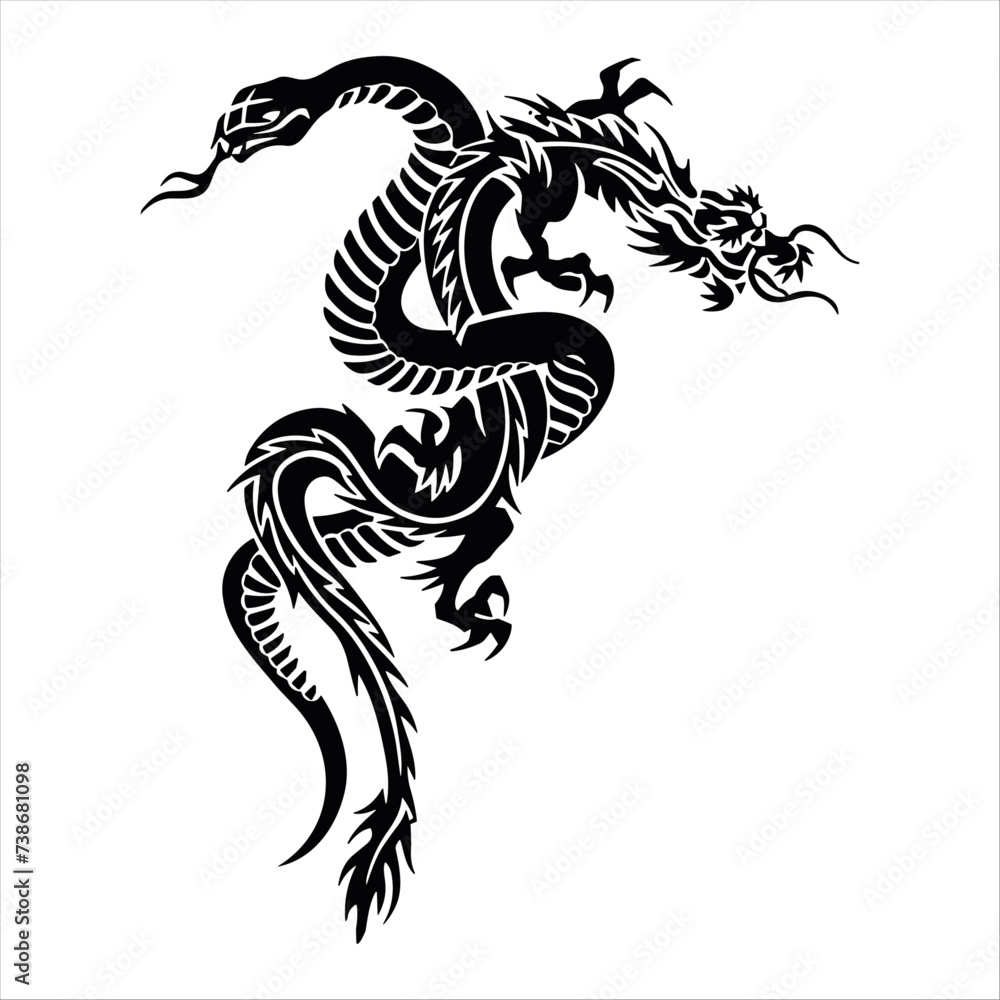 Tradition Asian Dragon Illustration, generative ai, vector illustration.