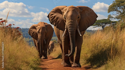 African elephants together in the nature photo UHD WALLPAPER © Murtaza03ai