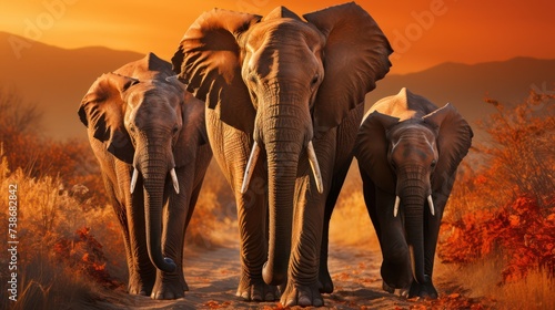 African elephants together in the nature photo UHD WALLPAPER © Murtaza03ai