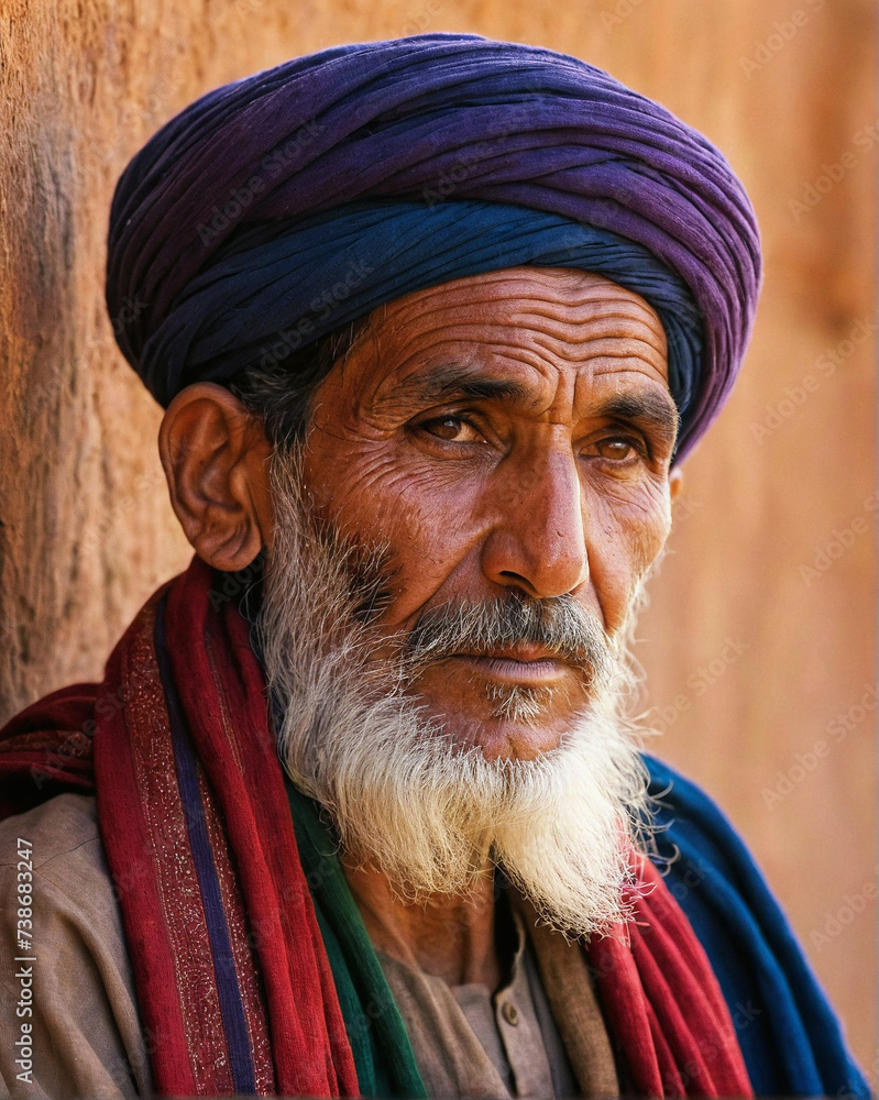 elderly south asian man wearing a turban