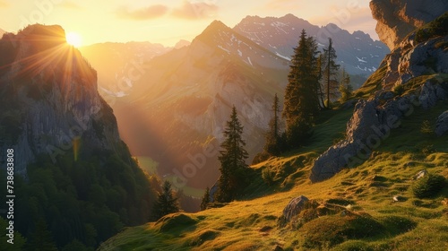 Beautiful mountain tour to the Aggenstein at sunset in the Tannheimer Tal photo