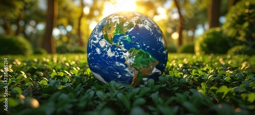 globe earth on grass