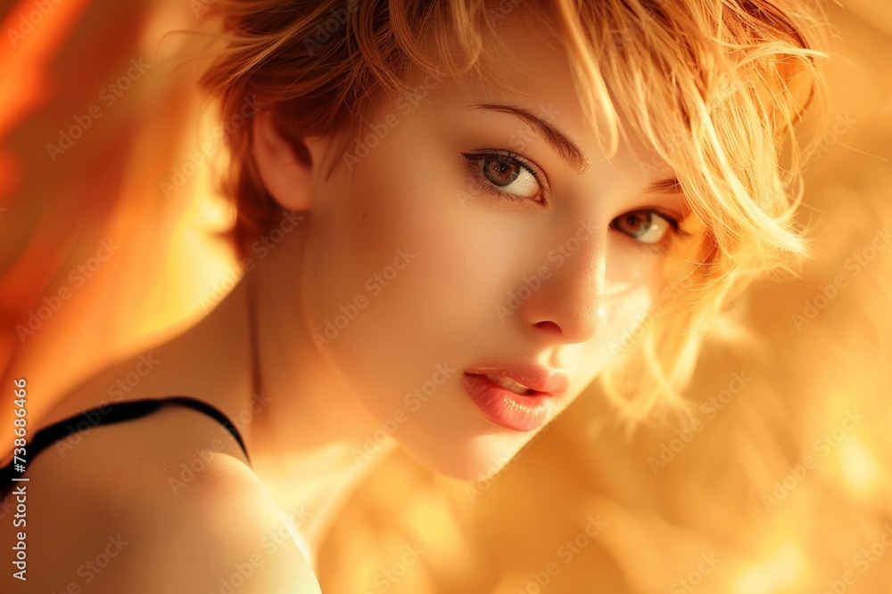 beautiful blonde japanese girl with short hair 