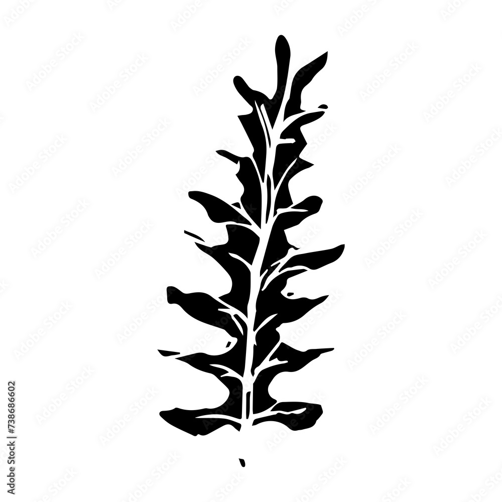 Fototapeta premium Sketch drawing of a fern in black and white outline. Vintage fern, great design for any purposes.