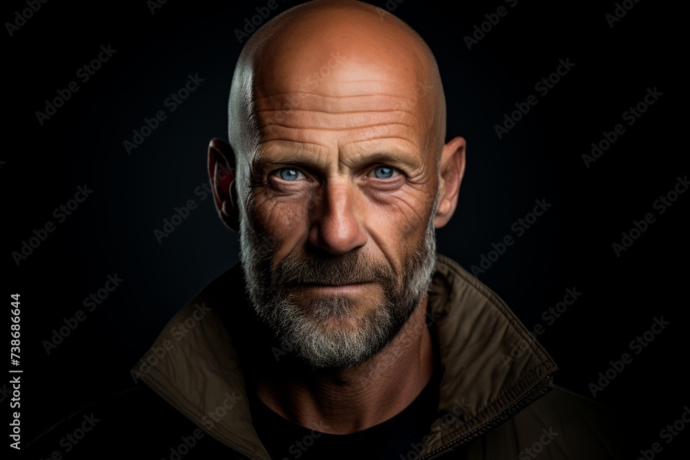 Portrait of an old man with a beard and mustache. Isolated on black background. Portrait of an old man with a beard and mustache. Isolated on black background.