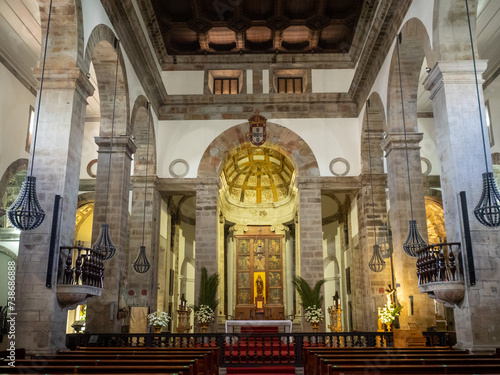 Main nave of Angra do Heroismo Sé Cathedral, Terceira Island photo