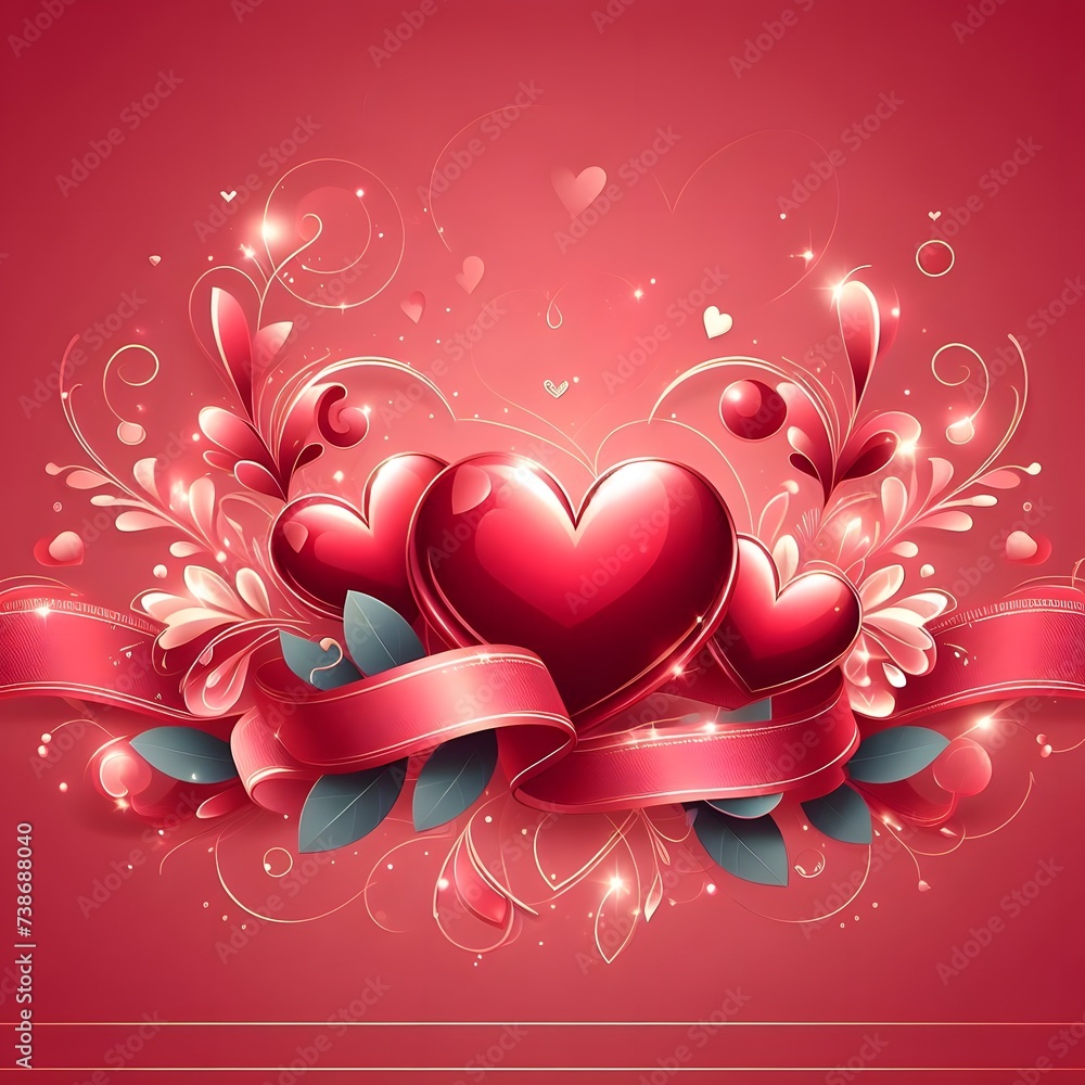 Valentine's day background with hearts and ribbon. Vector illustration. Valentine's day background with hearts and ribbon. Vector illustration.