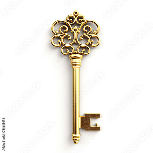 Golden key. isolated on white background