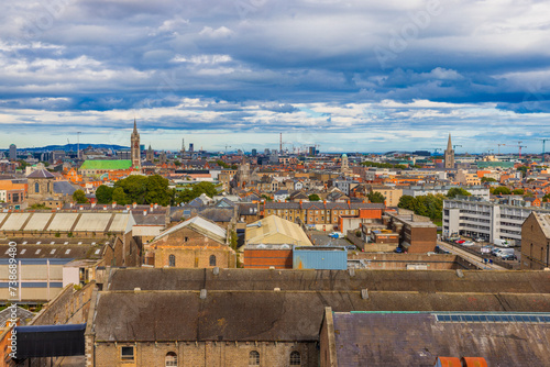 Dublin Skyline,  Aerial view of a city on a cloudy day, Ireland