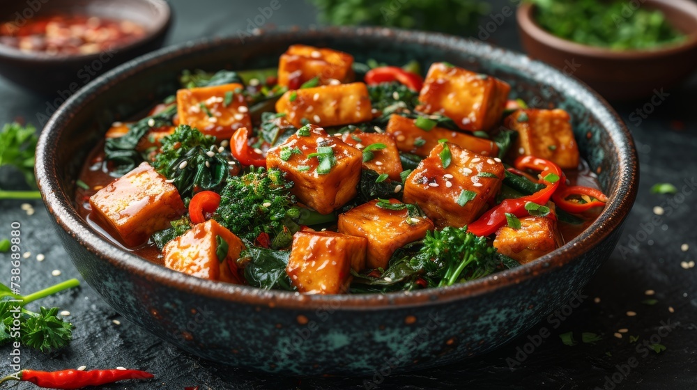 Vegetarian Stir-Fry: A colorful stir-fry with a variety of fresh vegetables, tofu, and a flavorful sauce. Vegetarian Stir-Fry: A colorful stir-fry with a variety of fresh vegetables, tofu, and a flavorful sauce.