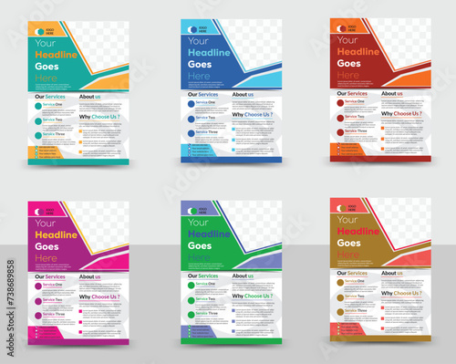 
 Modern creative colorful  6 templates of different colors  editable vector template business flyer design.
