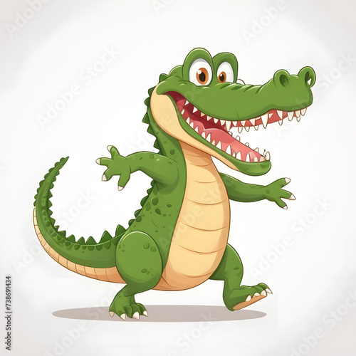 Cute cartoon crocodile isolated Vector illustration on white background...