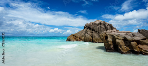 Paradise Beach in La Digue. Seychelles  photo