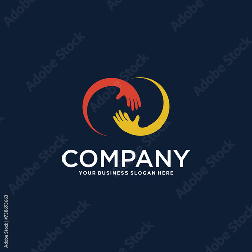 infinity logo design with hand