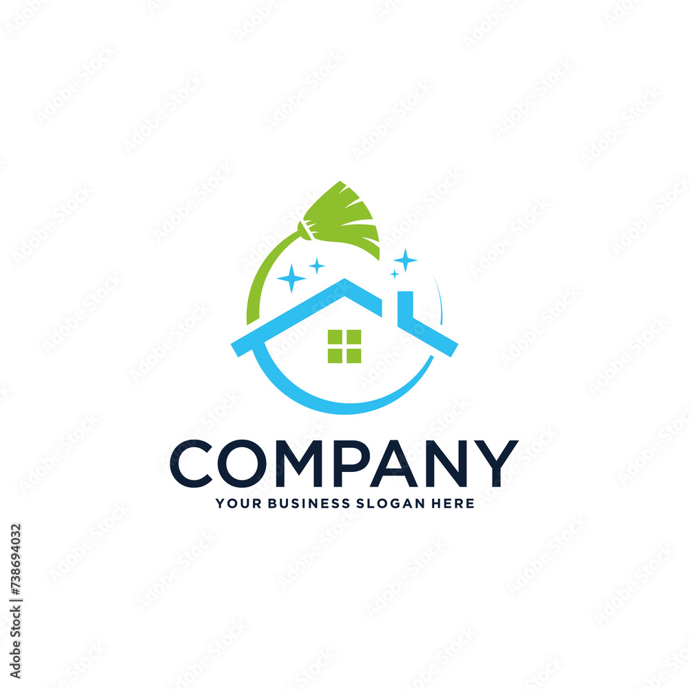 cleaning logo design with house and building cleaning logo design with house and building