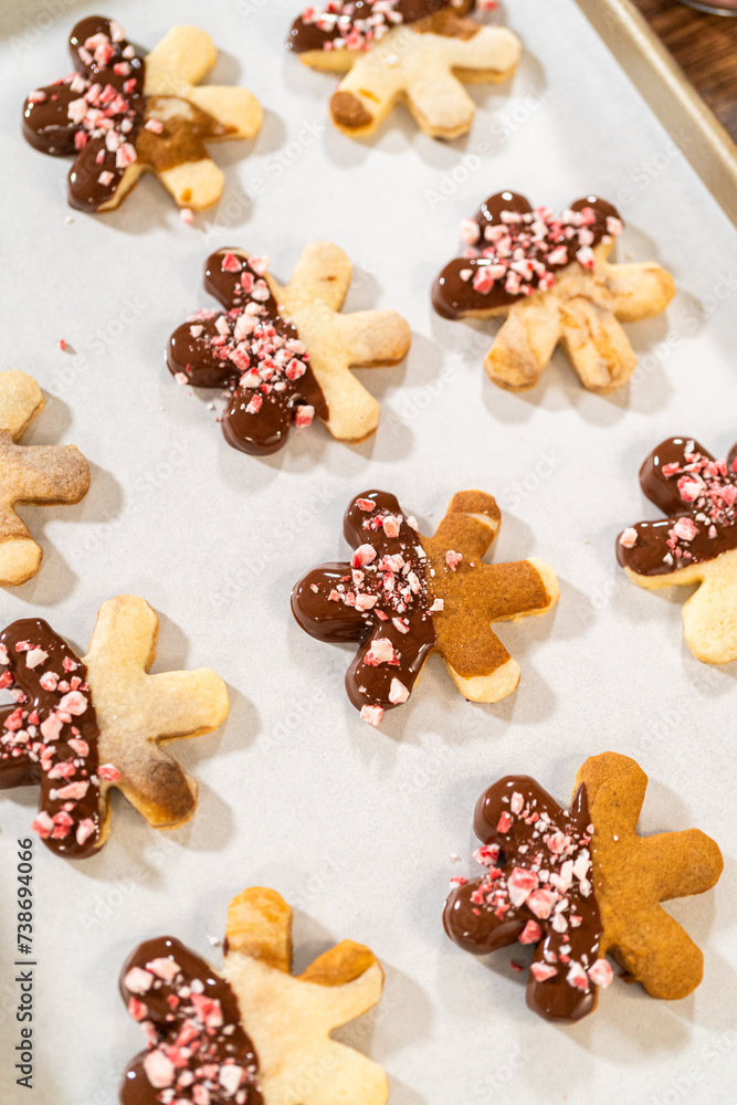Making Star-Shaped Cookies with Chocolate and Peppermint Chips Making Star-Shaped Cookies with Chocolate and Peppermint Chips