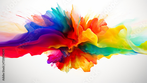 Isolated on a white background, an abstract colorful background with rainbow explosion