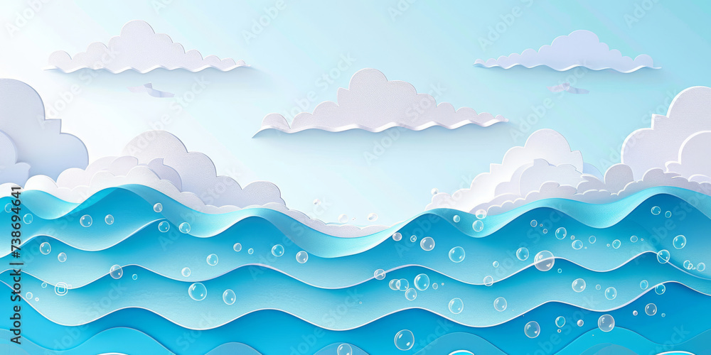 flat blue paper cut clouds flat blue paper cut clouds