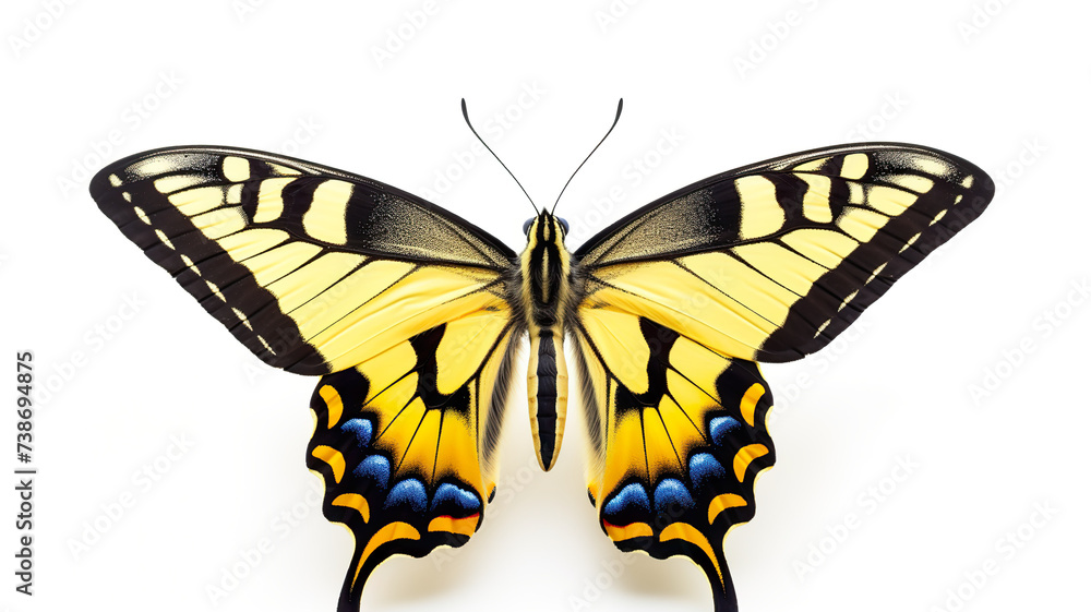 lovely front view of a butterfly isolated on a white background