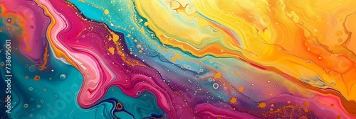 Vibrant Acrylic Paint Swirls and Marbling Artwork for Creative Backgrounds and Design