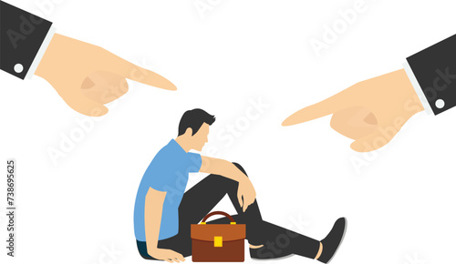 Hands pointing at man for concept blame and condemnation person who made mistake.


