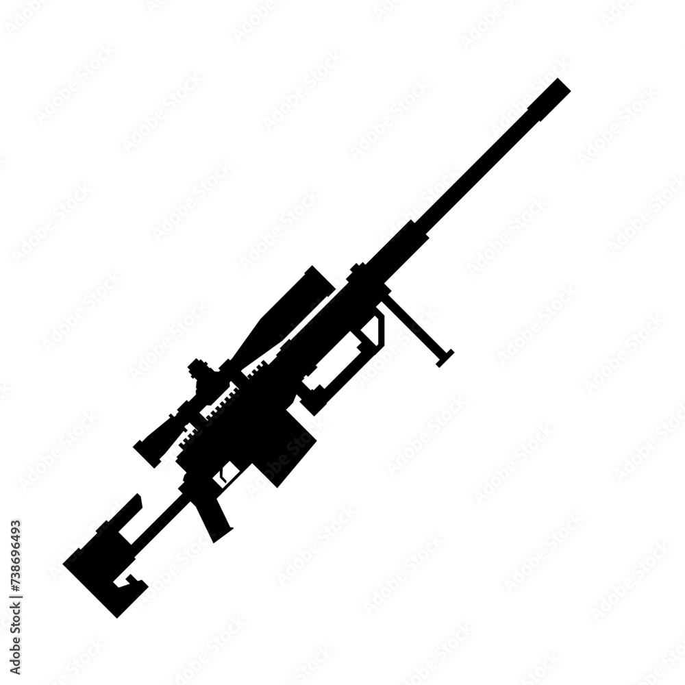 Sniper rifle silhouette icon vector. Sniper gun silhouette for icon, symbol or sign. Sniper icon vector for weapon, military, army, arsenal or war Sniper rifle silhouette icon vector. Sniper gun silhouette for icon, symbol or sign. Sniper icon vector for weapon, military, army, arsenal or war